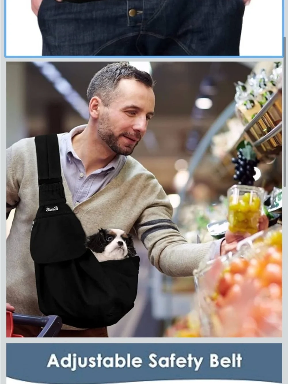Black Hands-Free Pet Sling Carrier for Small Dogs